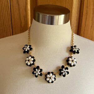 TALBOTS - Black & White Floral Necklace -- Like New